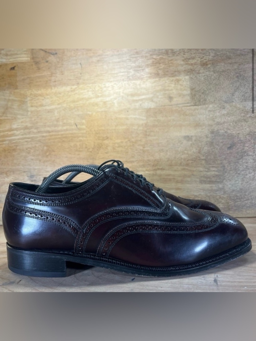 Florsheim Lexington Leather Shoes Mens 10 Burgundy Wingtip Oxford